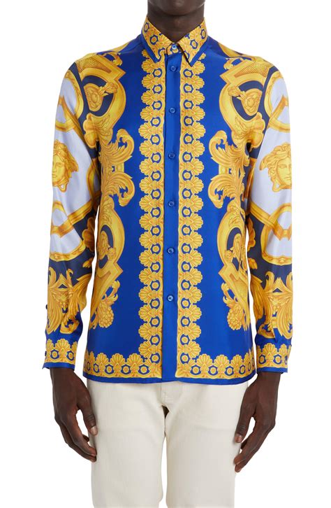 button up mens versace|versace formal shirts.